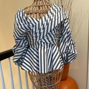 Johanna Ortiz white and Gray blouse